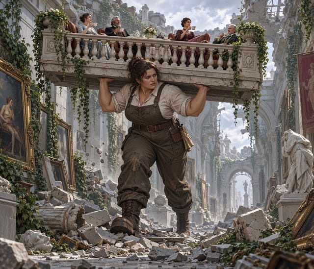 Giantess Carrying Balcony with People