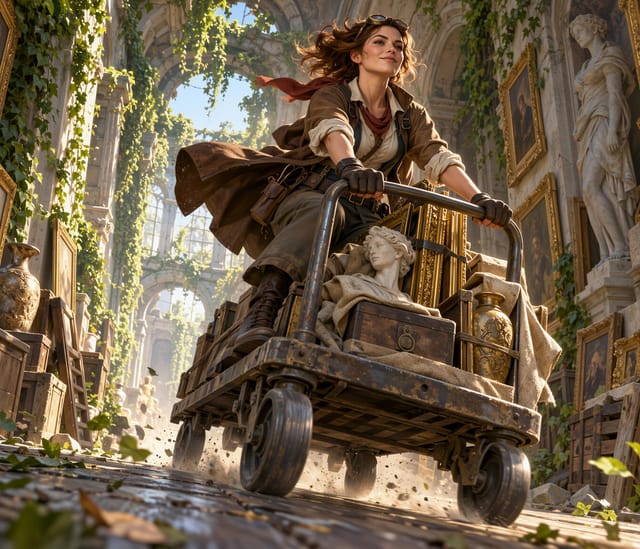 Adventurer Transporting Relics in Ancient City