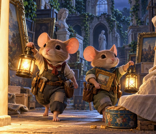 Mice Adventurers in Moonlit Garden