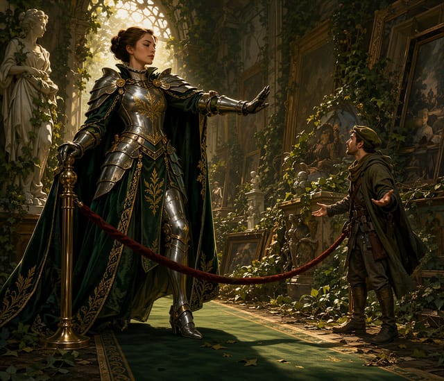 Noble Knight in Green and Gold Armor