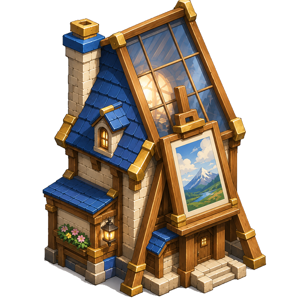 Art Studio illustration, anime theme