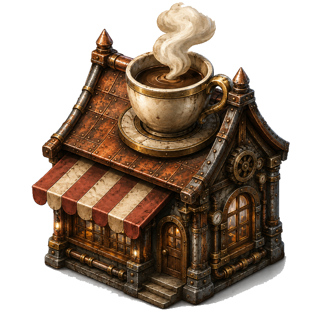 Coffee Shop, Steampunk theme
